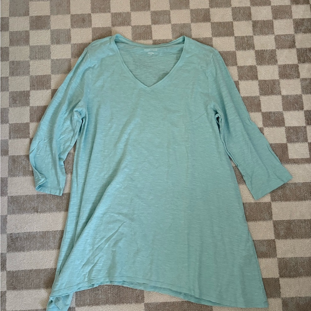 Eileen fisher tunic top. Light blue with v neck. New without tag.